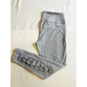 Victoria Secret Sport Knockout Pocket Leggings Sz L Gray Compression Lace Bottom